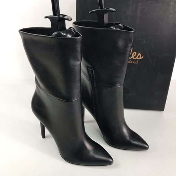 Charles David Black Pointed Toe Mid-calf Boots 9M - Picture 7 of 8